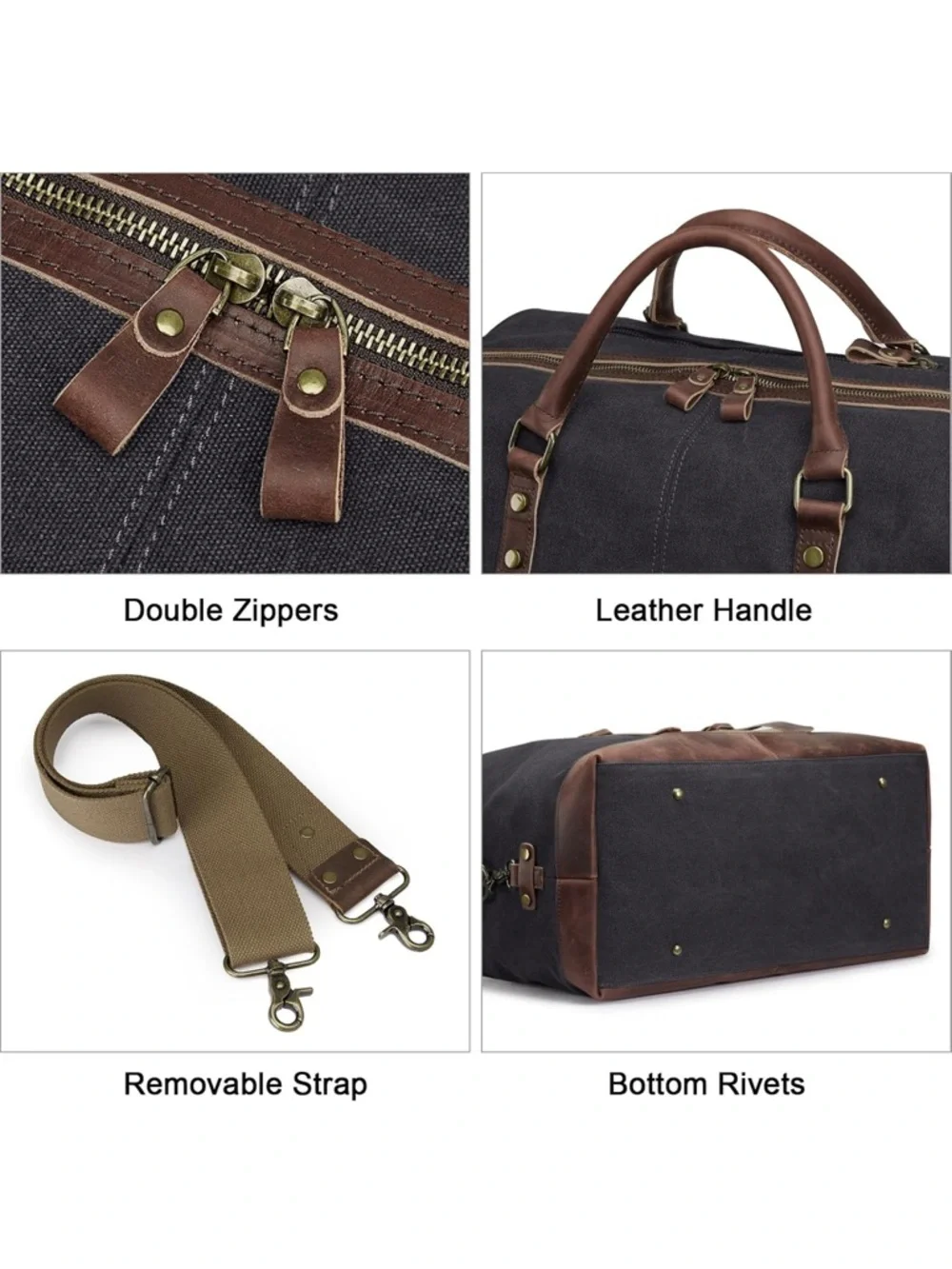 All Black Weekender / Carryall / Carry On Travel Bag
